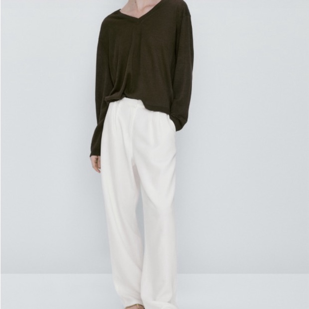 Massimo Dutti NWT linen v-neck sweater size small